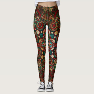 Traditional Floral Paisley Bandanna Grunge Leggings