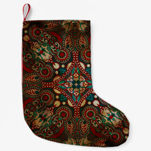 Traditional Floral Paisley Bandanna Grunge Small Christmas Stocking