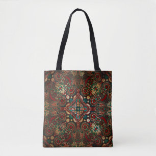 Traditional Floral Paisley Bandanna Grunge Tote Bag