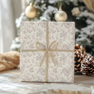 Traditional Floral Pink Christmas Wrapping Paper
