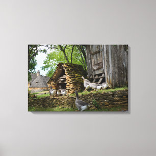 Traditional foie gras goose farm canvas