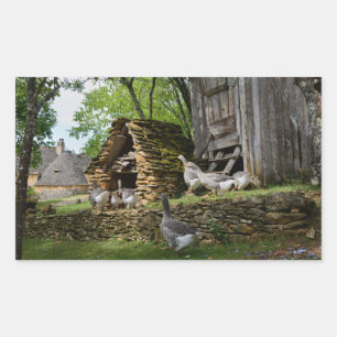 Traditional foie gras goose farm rectangle sticker