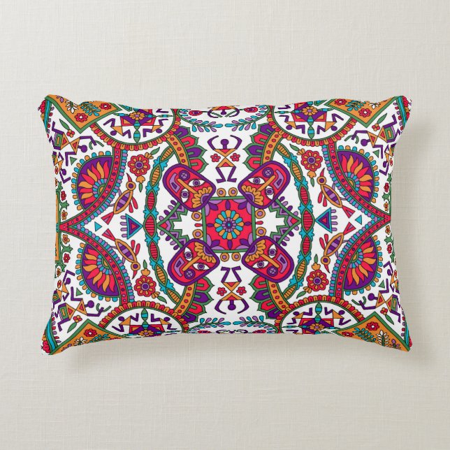Traditional Folk Art Allover Designart, ethnic, ba Decorative Cushion (Front)