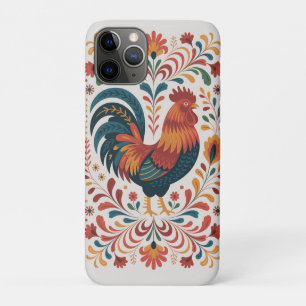 Traditional Folk Art Rooster Illustration iPhone 11 Pro Case