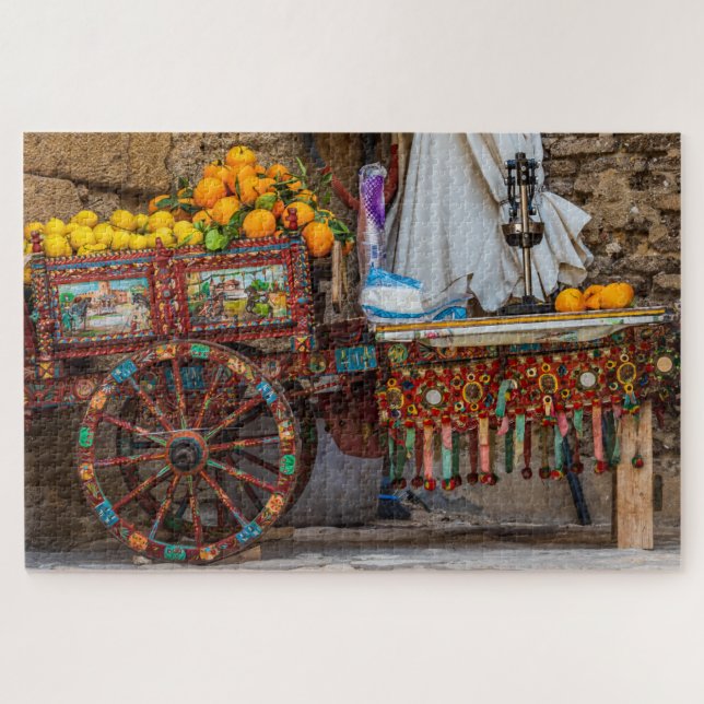 Traditional Folk Art Sicilian Cart Travel Jigsaw Puzzle (Horizontal)