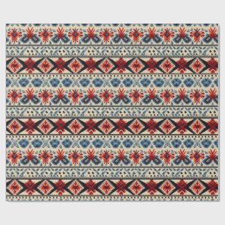 Traditional Folk Embroidery Stripe  Pattern Wrapping Paper