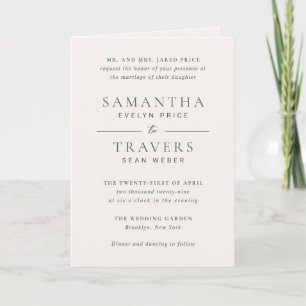 Traditional Forest Green Elegant Wedding Invitation