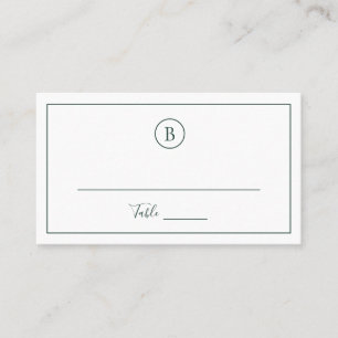 Traditional Forest Green Elegant Wedding Place Card