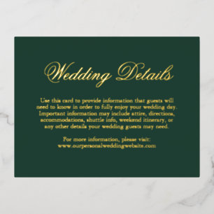 Traditional Forest Green Formal Elegant Wedding Foil Invitation Postcard