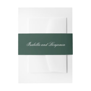 Traditional Forest Green Formal Elegant Wedding Invitation Belly Band