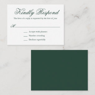 Traditional Forest Green Formal Mini Wedding RSVP Card