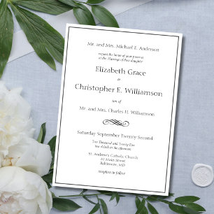 Traditional Formal Classic Both Parents Wedding Invitation