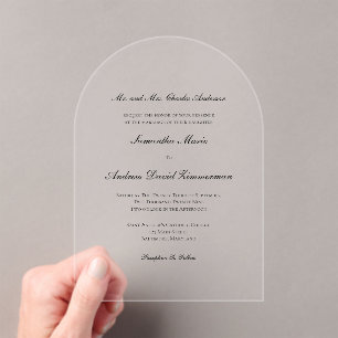 Traditional Formal Elegant Minimalist Wedding Acrylic Invitations