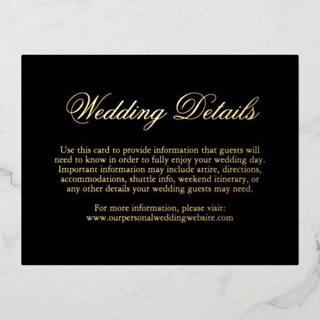 Traditional Formal Elegant Wedding Enclosure Card (Front)