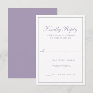 Traditional Formal Lavender Dusty Purple Wedding RSVP Card