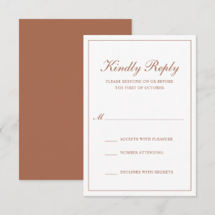 Traditional Formal Terracotta Elegant Wedding RSVP Card
