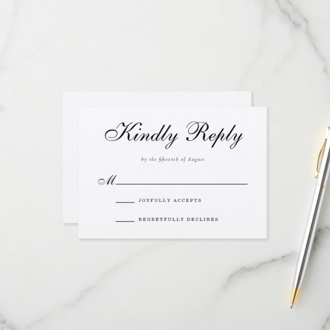 Traditional Formal Wedding RSVP Response Card (Front/Back In Situ)