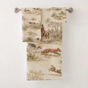 Traditional Foxhound Hunt Bath Towel Set