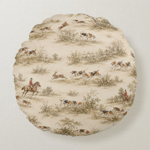 Traditional Foxhound Hunt Round Cushion