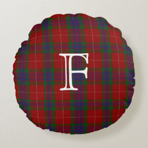 Traditional Fraser Tartan Plaid Monogram Pillow