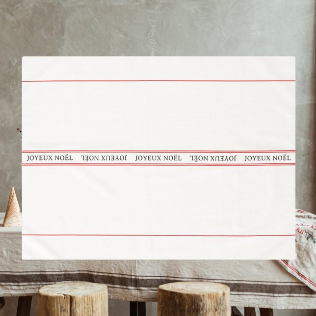 Traditional French Joyeux Noël Stripe Christmas Tablecloth (Creator Uploaded)