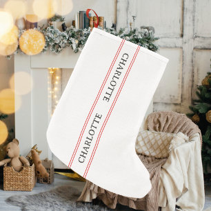 Traditional French Personalised Name Red Stripe Small Christmas Stocking