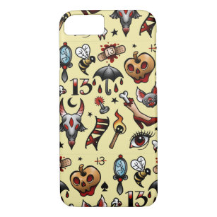 Traditional Friday 13th Tattoo Flash Phone Case