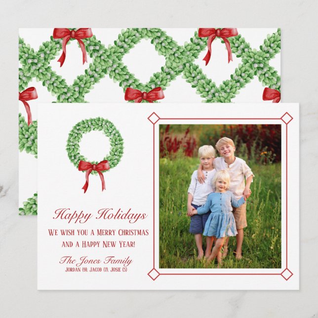 Traditional Garland Christmas Card (Front/Back)