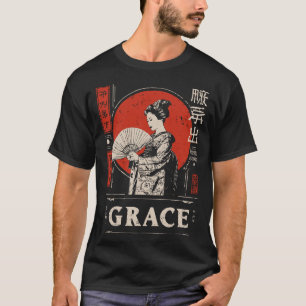 Traditional Geisha Japanese Red Sun Cultural Art T-Shirt
