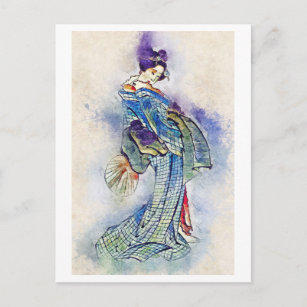 Traditional Geisha Vintage Hokusai japan art Postcard