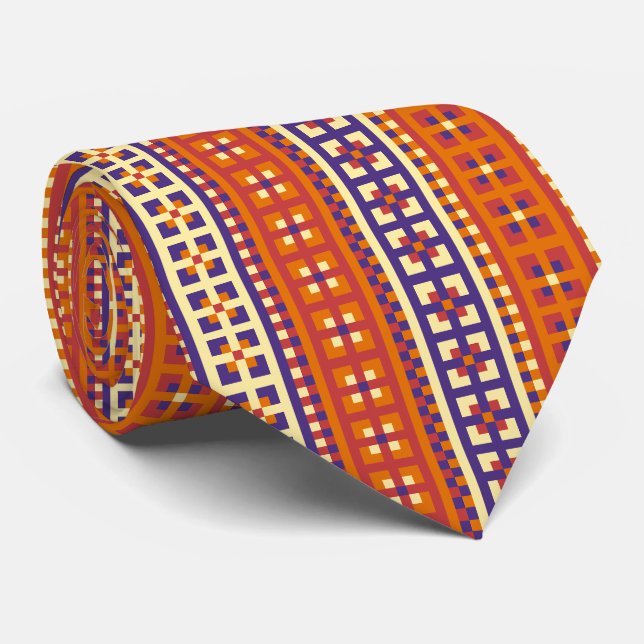 Traditional Geometric Ethnic Motif  Tie (Rolled)