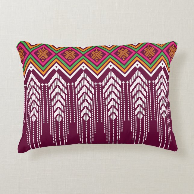 Traditional Geometric Ethnic Pattern Decorative Cushion (Front)