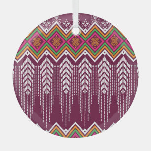 Traditional Geometric Ethnic Pattern Glass Tree Decoration