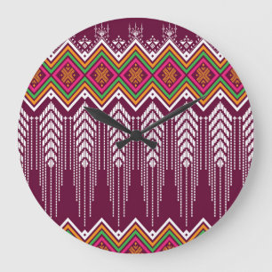 Traditional Geometric Ethnic Pattern Large Clock