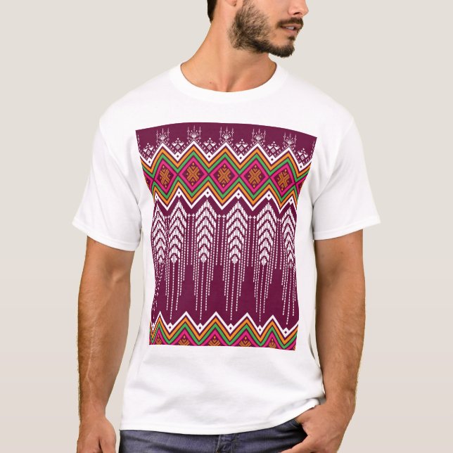 Traditional Geometric Ethnic Pattern T-Shirt (Front)