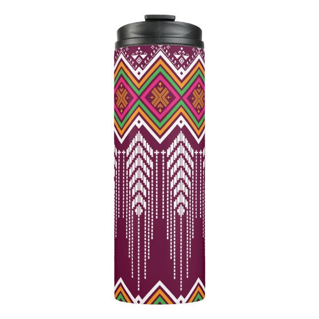 Traditional Geometric Ethnic Pattern Thermal Tumbler (Front)