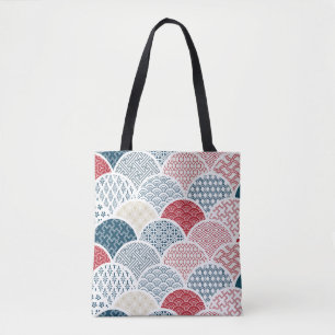 traditional geometric kimono pattern vintage sketc tote bag