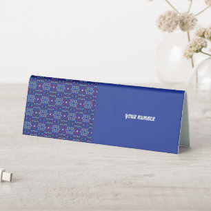 Traditional Geometric Pixel Pattern in Deep Blue 