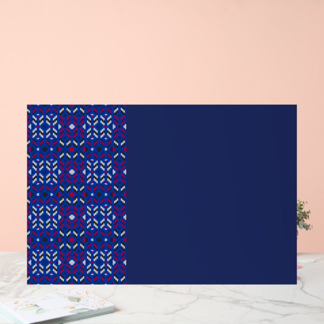 Traditional Geometric Pixel Pattern in Deep Blue  Acrylic Sign (Wedding)
