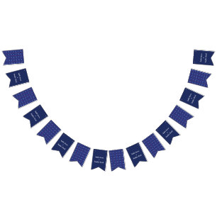 Traditional Geometric Pixel Pattern in Deep Blue  Bunting