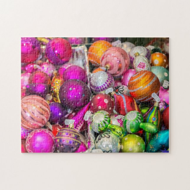 Traditional Glass Ornaments At Christmas Market Jigsaw Puzzle (Horizontal)