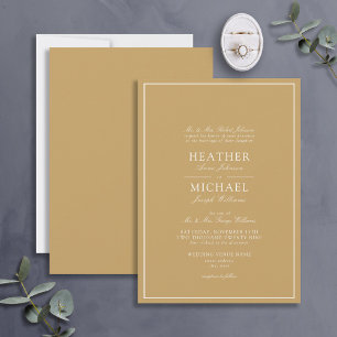 Traditional Gold Classic Script Wedding Invitation