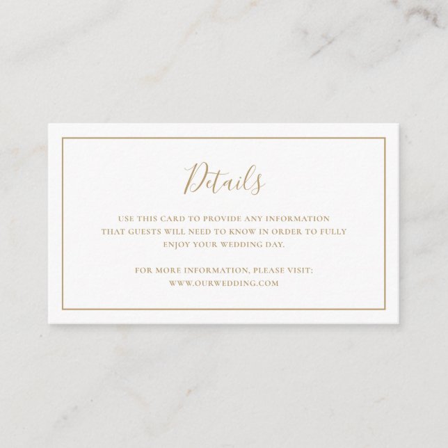 Traditional Gold Elegant Wedding Enclosure Card (Front)