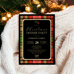 Traditional gold Festive Plaid Christmas Party