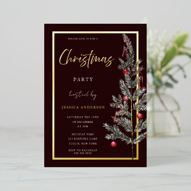 Traditional Gold Foil Christmas Tree Xmas Party (Standing Front)
