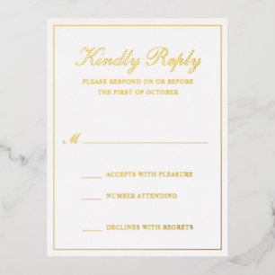 Traditional Gold Foil Formal Wedding RSVP Card