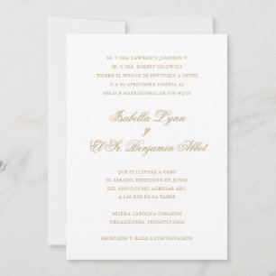 Traditional Gold Formal Elegant Spanish Wedding Invitation