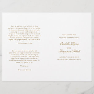 Traditional Gold Formal Elegant Wedding Program