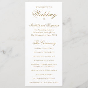 Traditional Gold Formal Elegant Wedding Programme