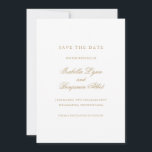 Traditional Gold Formal Elegant Wedding Save The Date<br><div class="desc">Elegant save the date card with traditional wording.  Your names are in gold calligraphy and your details are in a serif font,  over a white background.  This classic design is perfect for a formal,  black tie wedding.</div>